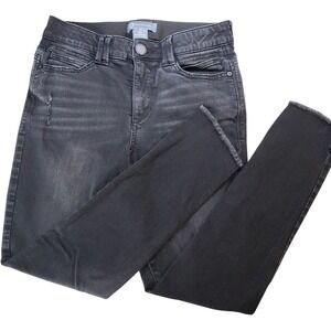 Democracy Ab Technology Black Washed Out Denim Jeans Distressed Frayed Hem 8